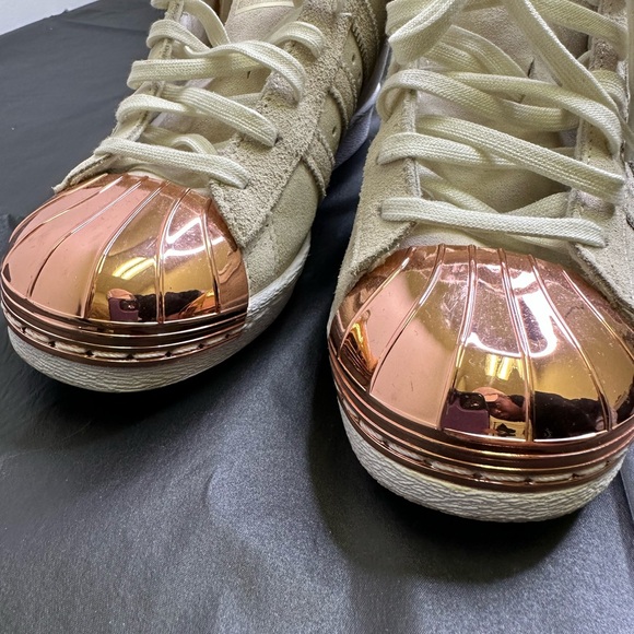 Adidas Superstar Rose Gold Metal Shell Toe Cream Suede Women Sneaker size 7 1/2 - Picture 13 of 13